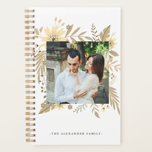 Agenda Planner de Fotografias com Cor do Ouro Elegante Do (Frente)