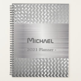 Agenda Planner de metal escovado