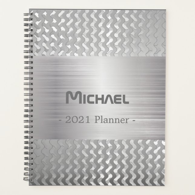 Agenda Planner de metal escovado (Frente)