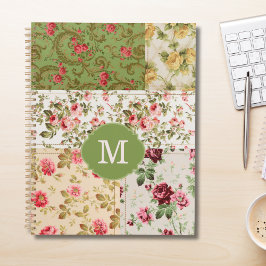 Agenda Planner de Monograma Personalizado Patchwork Rose