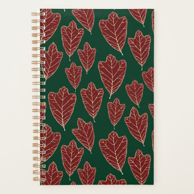 Agenda Planner de Padrão de Folhas de Inverno (Frente)