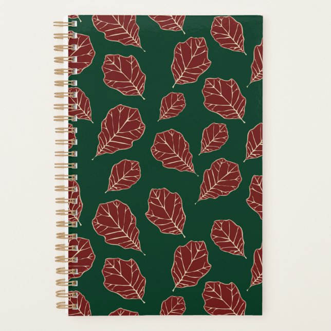 Agenda Planner de Padrão de Folhas de Inverno (Frente)