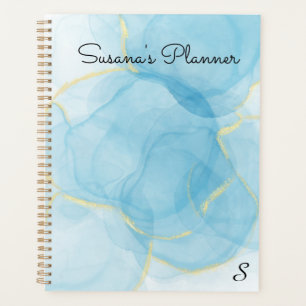 Agenda Planner de pintura de tinta a álcool azul Sky