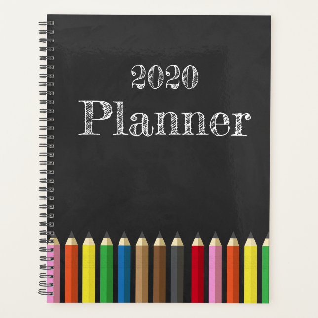 Agenda Planner de Professores do Rainbow Pencil Chalkboar (Frente)