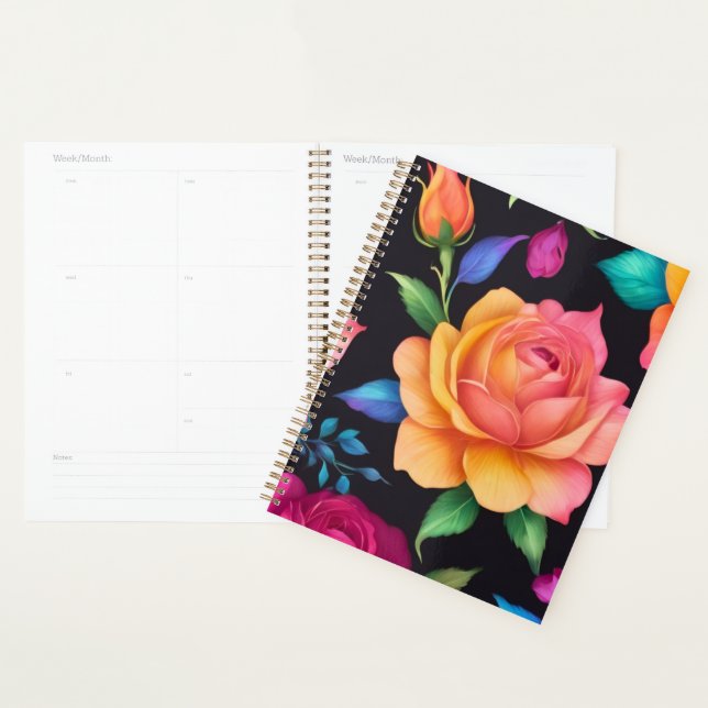 Agenda Planner de Rosa de Padrão Floral (Exibição)