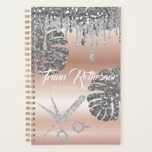 Agenda Planner de Salão de Cabelo Glitter de rosa claro