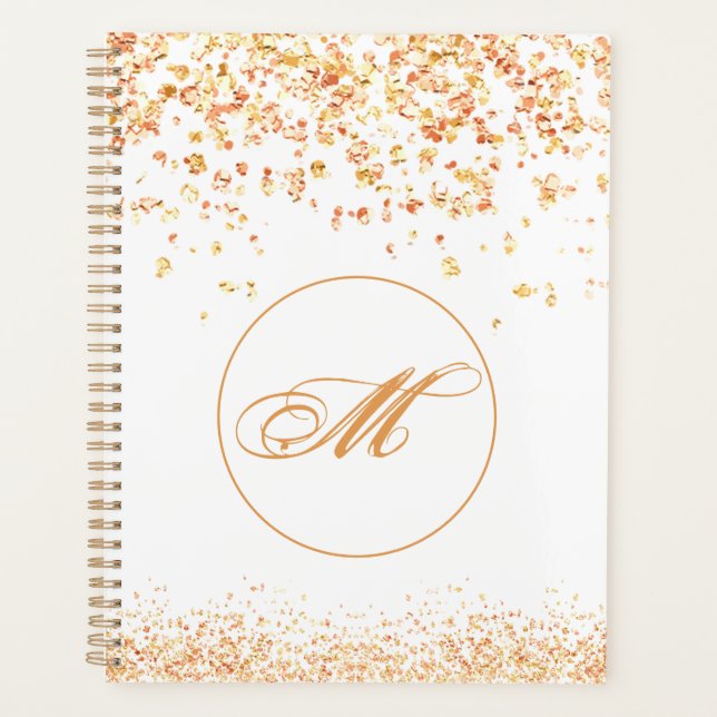 Agenda Planner de Sparkles do Ouro Monograma (Frente)