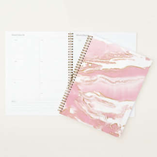 Agenda Planner Diário Rosa e Dourado Girly Marble - Espir