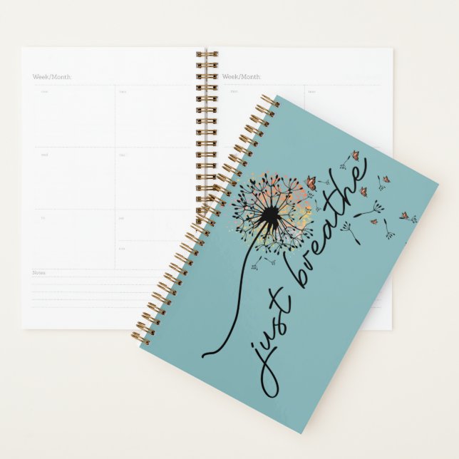 Agenda Planner Diário Teal Blue "just Breathe" (Exibição)