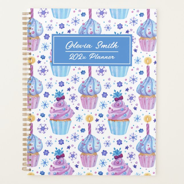 Agenda Planner Difundido De Neve E Bolo Roxo (Frente)