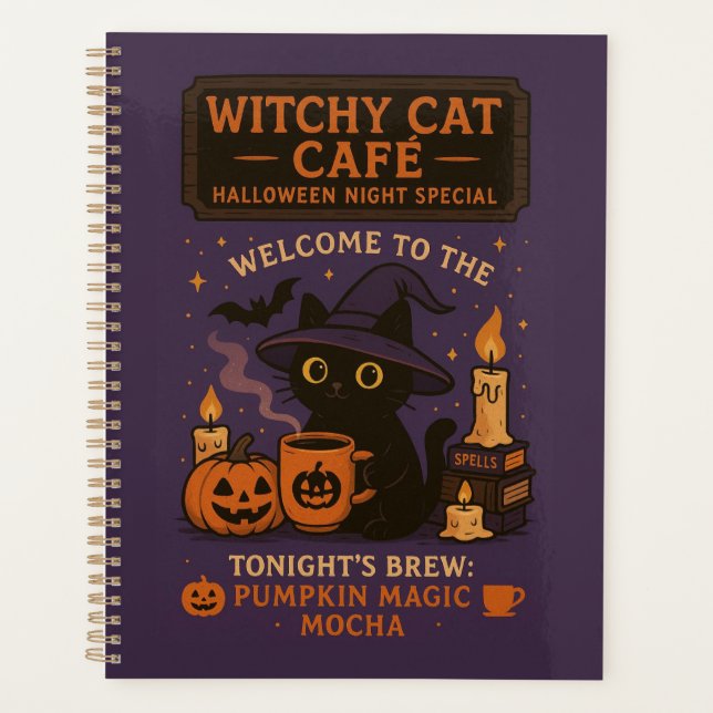 Agenda Planner do Castelo da Bruxa de Halloween - Noite M (Frente)