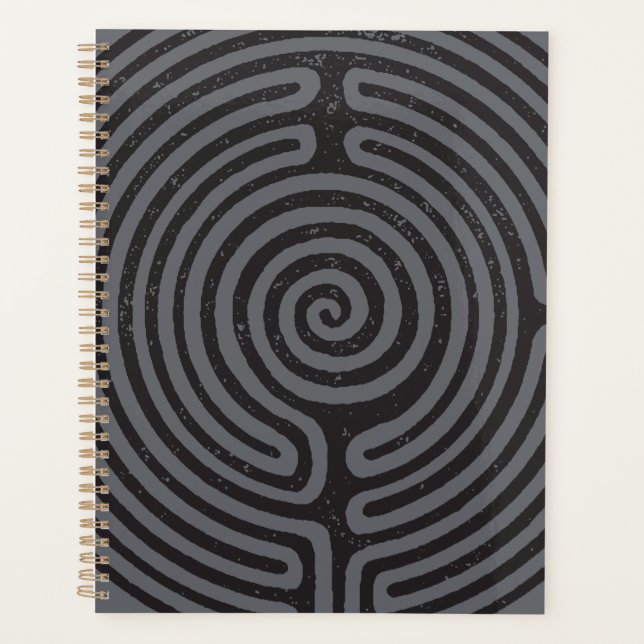 Agenda Planner do Labirinto (Cinzas) no Círculo Negro (Frente)