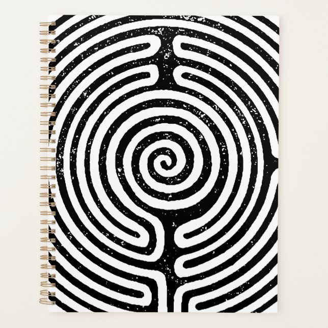 Agenda Planner do Labirinto em Círculo Negro (Frente)
