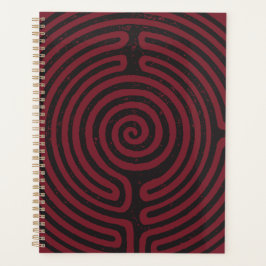 Agenda Planner do Labirinto em Círculo Negro (Marrom)