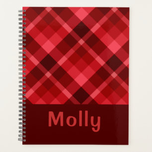 Agenda Planner do Monograma da Xadrez Vermelha bonito Rub