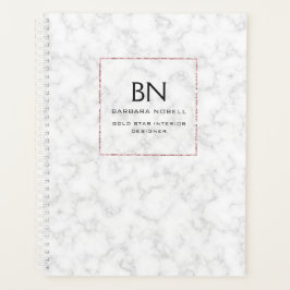 Agenda Planner Dourado do Luxe Marble Rosa