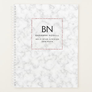 Agenda Planner Dourado do Luxe Marble Rosa