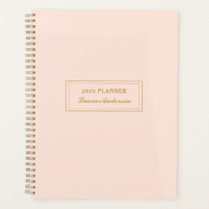 Agenda Planner Elegante Blush cor-de-rosa e ouro 2026