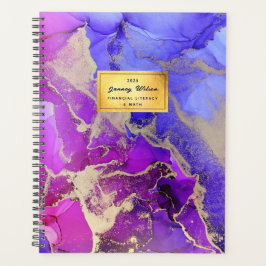 Agenda Planner Elegante de Abstrato Púrpura Rosa