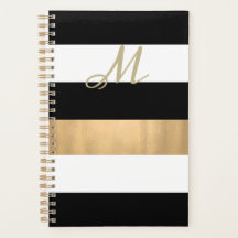 Planner em branco, preto e Dourado