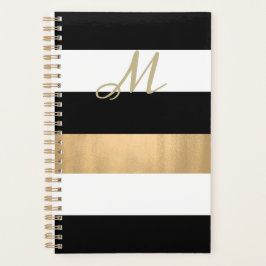 Agenda Planner em branco, preto e Dourado
