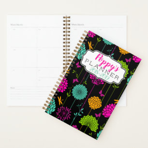 Agenda Planner espiral Colorido do Jardim Flor