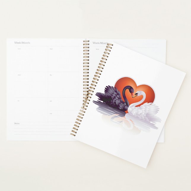 Agenda Planner Espiral De Cisnes Pretas E Brancas (Criador carregado)