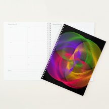 Planner espiral geométrico brilhante vibrante