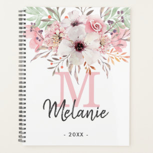 Agenda Planner Floral 2023 Girly Blush Pink Monograma