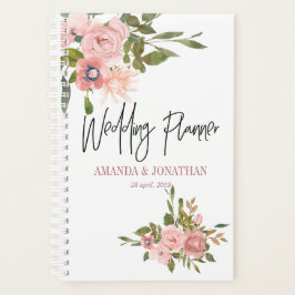 Agenda Planner Floral Blush e Rosa Dourado de Casamento