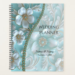 Agenda Planner Floral Branco Teal