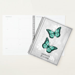 Agenda Planner Floral da Borboleta Teal