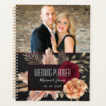Agenda Planner Floral de Casamento de Fotos Elegante<br><div class="desc">Livro de planejadores de casamento russo,  boho,  elegante e romântico,  com preto e burgundy,  com foto,  adoráveis flores de aquarela e grama-pampas.</div>