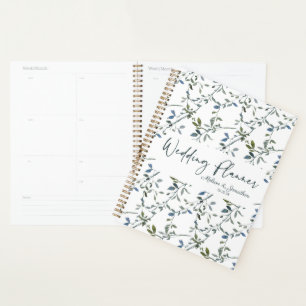 Agenda Planner Floral de Casamento Floral Verde Sage Silv