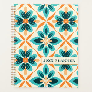 Agenda Planner Floral do Médio Teal e Tangerine