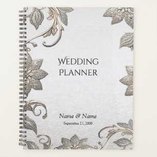 Agenda Planner Floral Dourado Prata