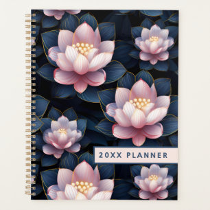 Agenda Planner Floral Flor do Lotus Azul e Rosa