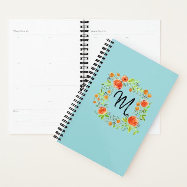 Agenda Planner Floral Wreath Monograma (Exibição)