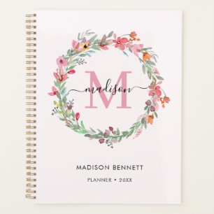 Agenda Planner Floral Wreath Monograma