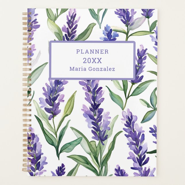 Agenda Planner Flores de Lavanda Personalizadas 2025 (Frente)