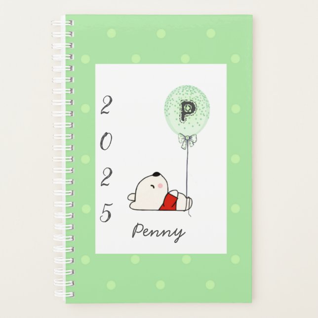 Agenda Planner Girly Monogramas Bear Green 2025 (Frente)