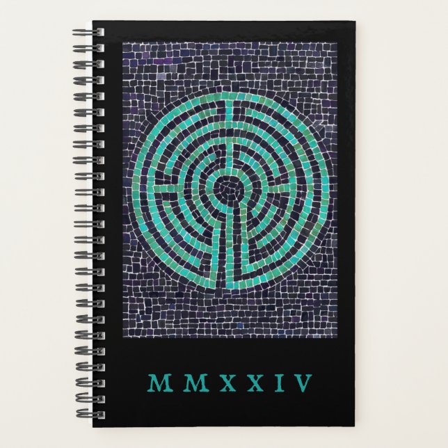Agenda Planner LABYRINTH III 5.5x8.5 + Texto / Preto (Frente)