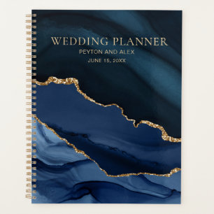 Agenda Planner marinho Azul de Casamento da Agata de Marb