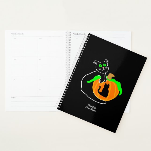 Agenda Planner Padrão de Abóbora de Gato Preto (Exibição)