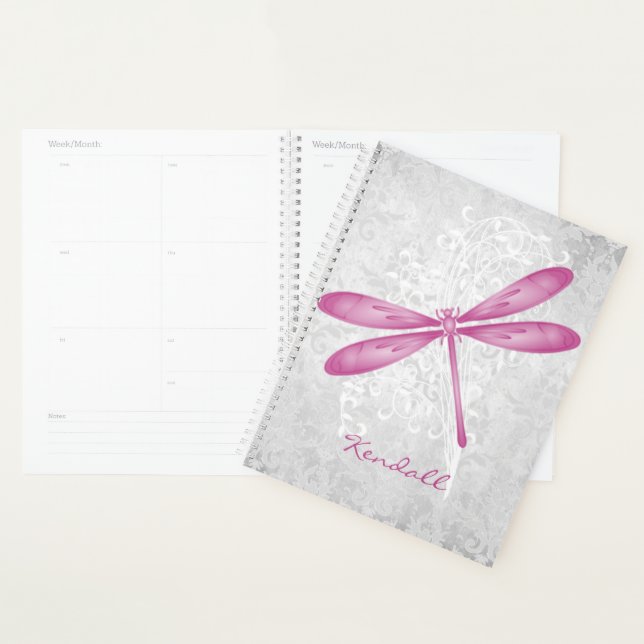 Agenda Planner Personalizado da Dragonfly Magenta (Exibição)