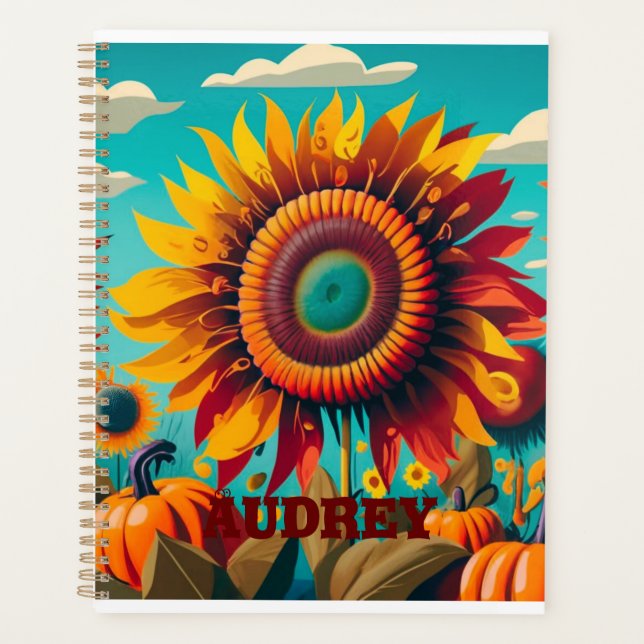 Agenda Planner Personalizado De Espiral De Girassol, Plan (Frente)
