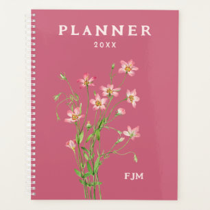 Agenda Planner Personalizado de Flores Selvagens Rosa Vin