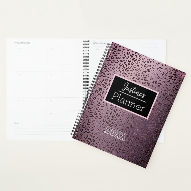 Agenda Planner Personalizado de Leopardo Violeta Dusky (Exibição)