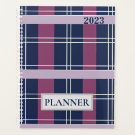 Agenda Planner Personalizado de Xadrez Azul de Tartan 202
