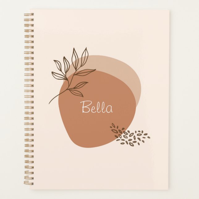Agenda Planner personalizado do boho floral moderno (Frente)